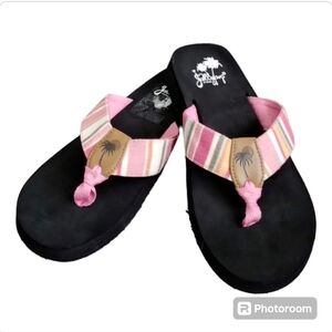 Jellypop Pink Beach Resort Cabana Striped Flip-Flops Size 9 NWOT
